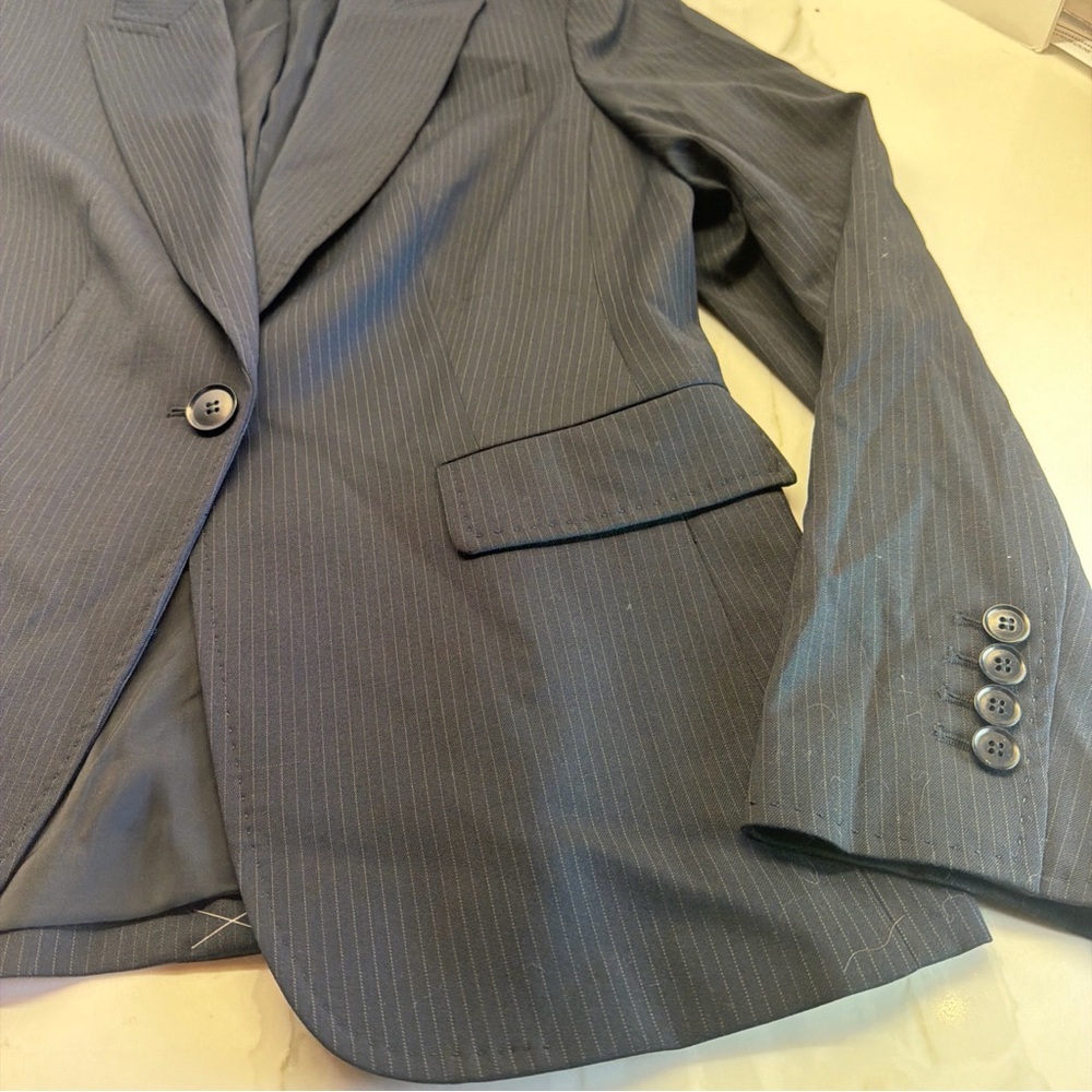 Talbots Black Pinstripe Single-Button Blazer - image 11